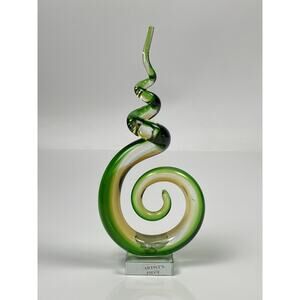 Vtg Art Glass Sculpture Green Corkscrew/Spiral 12” Murano see photos for det